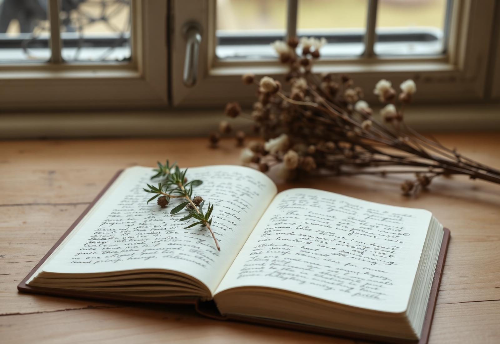 Open journal with handwritten pages